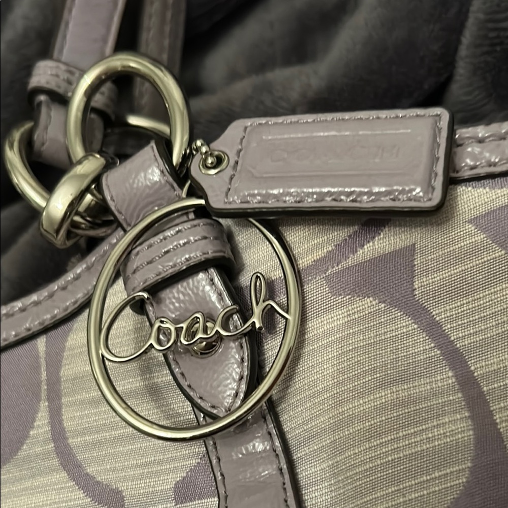 Coach Canvas Alexandra Lavender and Gray Signature Tote - Picture 5 of 14